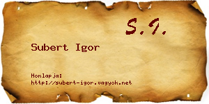 Subert Igor névjegykártya